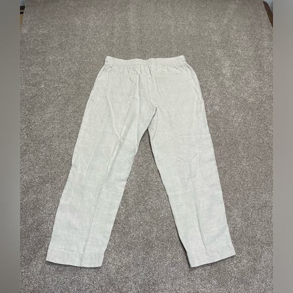 Athleta womens Linen Tapered Ankle Leg Pants Snap Pockets Natural Beige size 12 - Picture 2 of 12